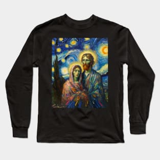 Mary & Joseph in starry night Long Sleeve T-Shirt